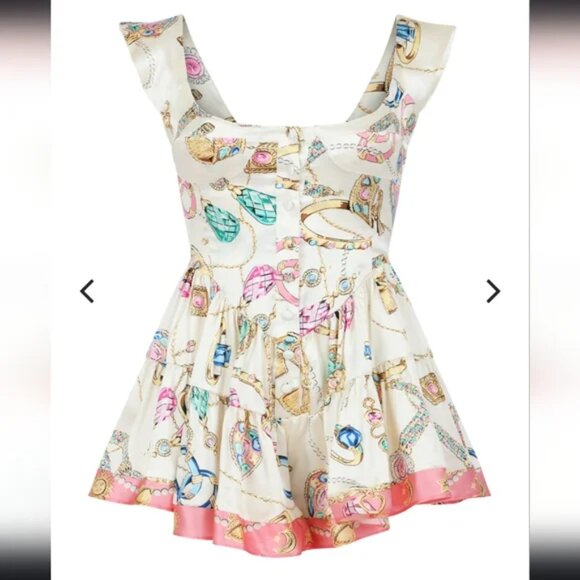 Vanessa Mooney Elisabeth Romper ICONIC VINTAGE JEWELRY SCARF PRINT - Picture 15 of 15